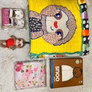 Baby Essentials Bundle | Snoo Sack+ Crib Couture Shoes+ Sensory Mat+ Blanket